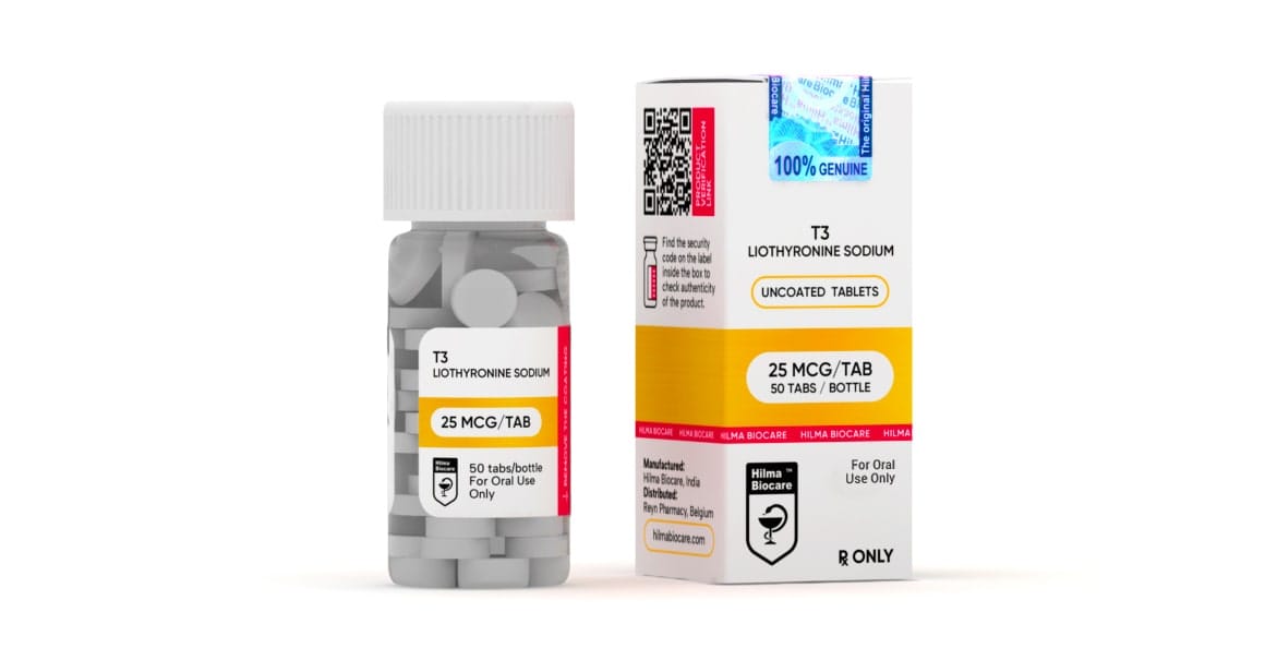 Hilma Biocare – T3 Liothyronine Sodium (25 mcg/50 tabs – pack)